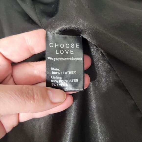 Generation Love Black Leather Reptile Textured Moto Jacket Small - Picture 3 of 11